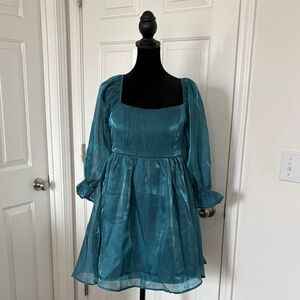 Thirty Thirty Teal Flirty Mini Dress